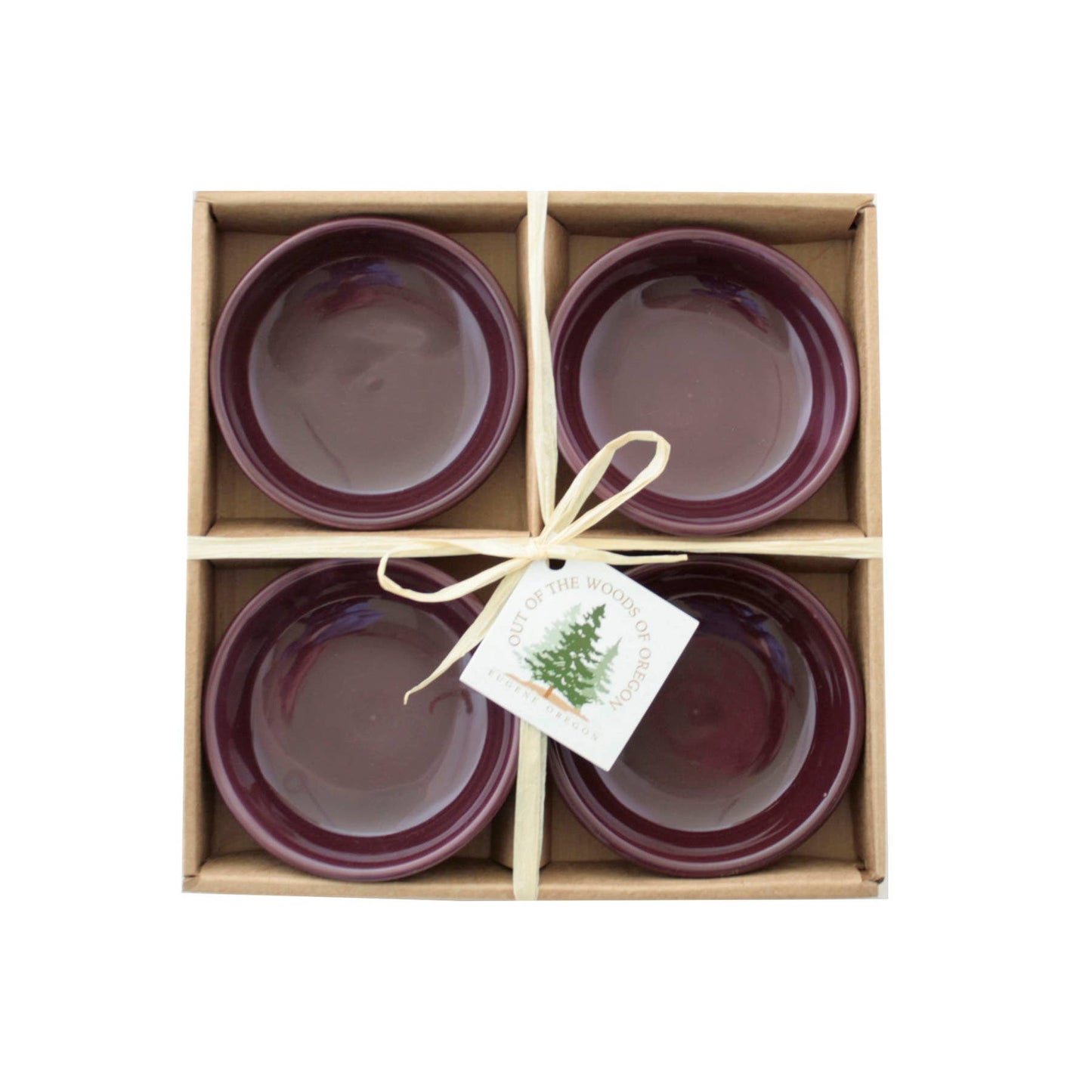 Set of 4 Small Round Bowls - Burgundy