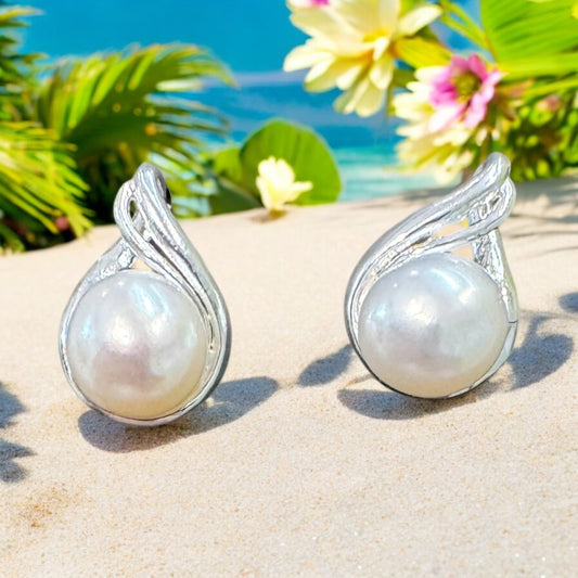 Sterling Silver Pearl Post Earrings