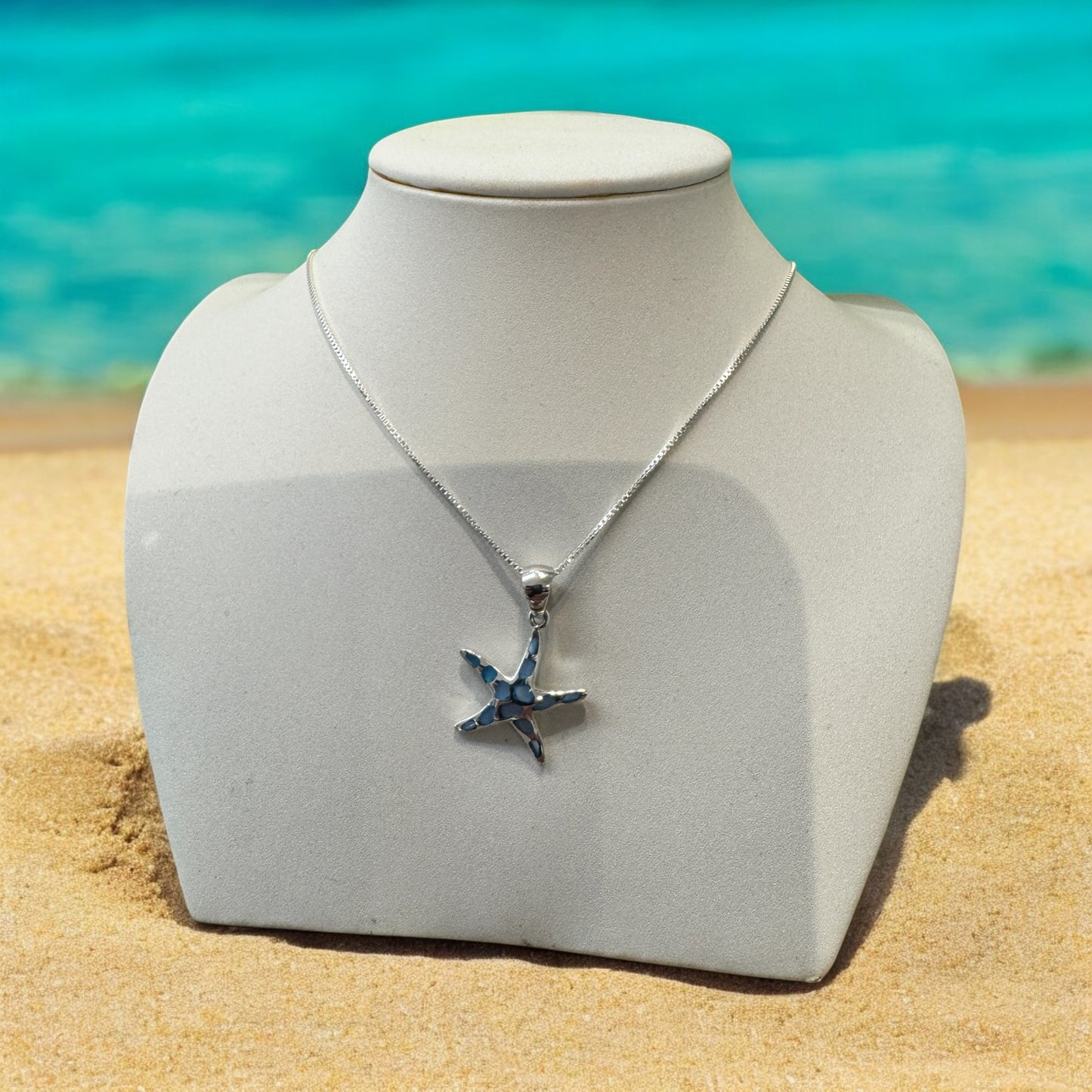 Inlaid Starfish w/ 20" Silver Chain