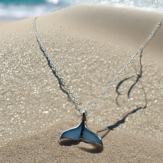 Opal Inlay Whale Tail Necklace - 20in