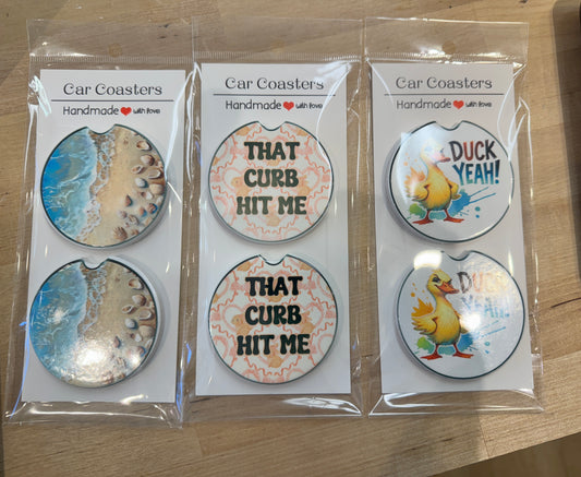 Sip & Shift Ceramic Car Coasters