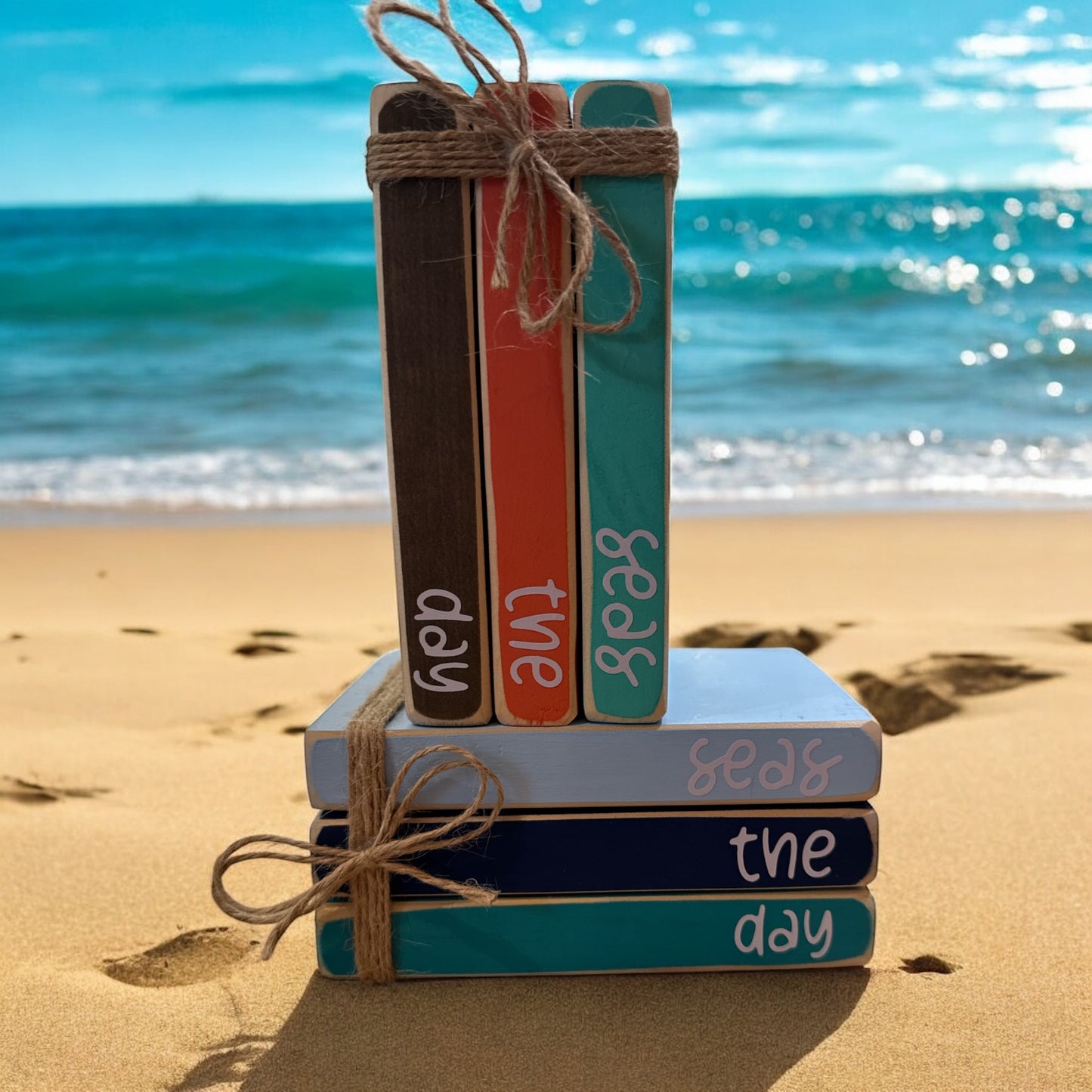 Nautical Decor - Stacked Books - Seas the Day