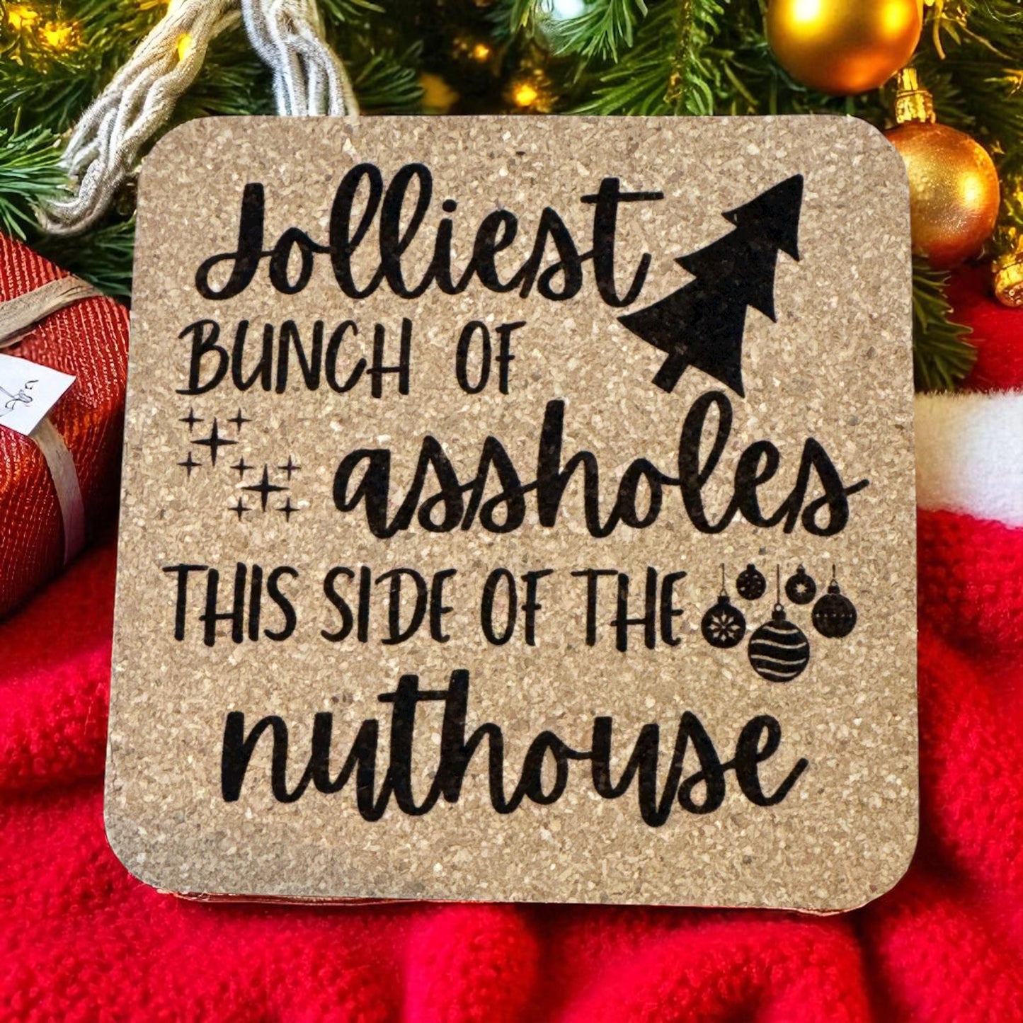 Sips & Giggle - Holiday Christmas Cork Coaster