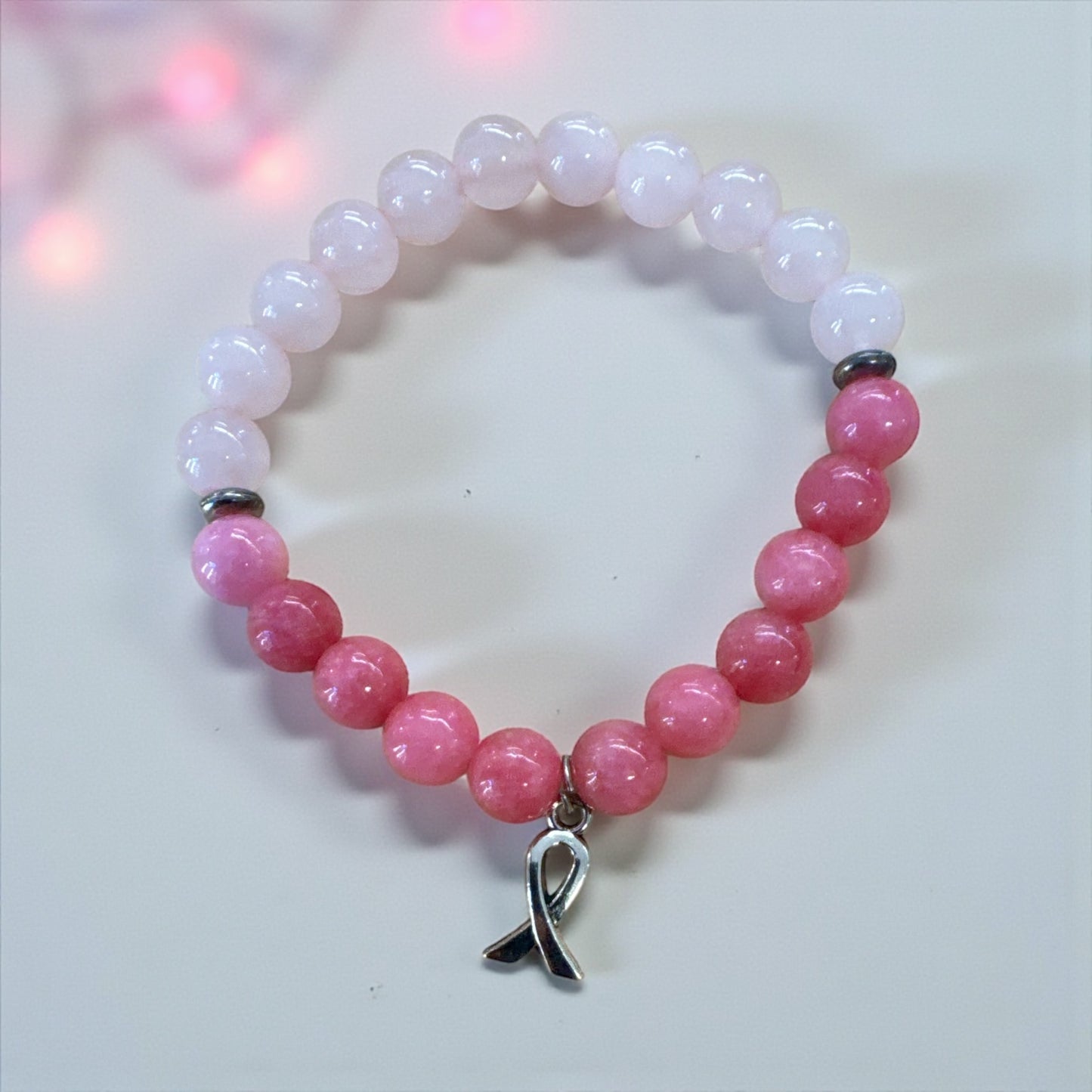 Breast Cancer Awareness Beaded Bracelet Pink