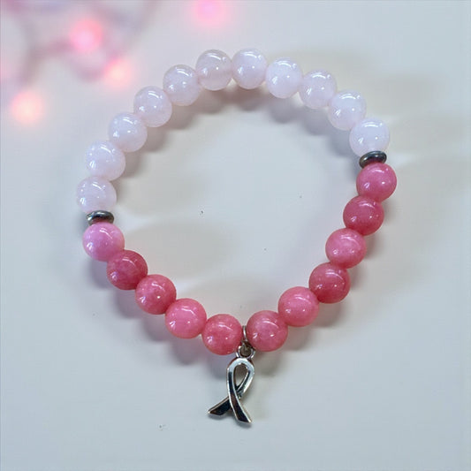 Breast Cancer Awareness Beaded Bracelet Pink