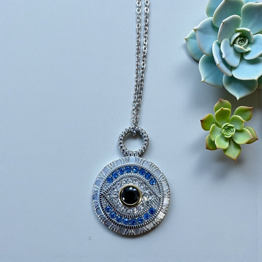 Large Evil Eye Necklace - 20" SS