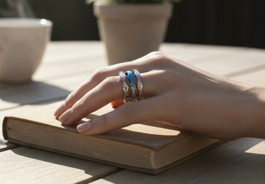 Swim against the Current Silver Rings