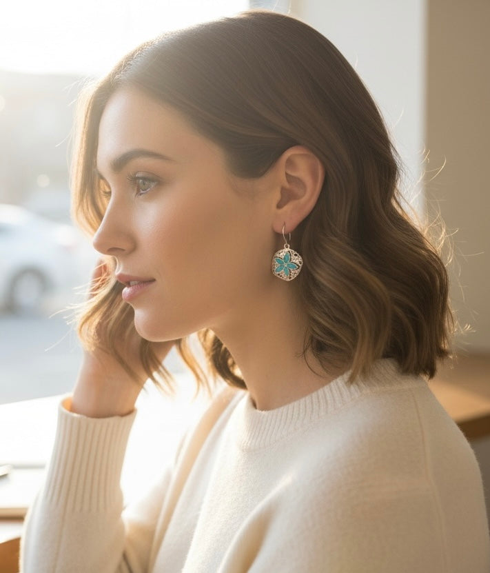 Dune - Sand Dollar Drop Earrings - Turquoise - DEAL of the WEEK