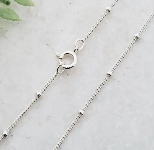 16" Sterling Silver Satellite Beaded Chain