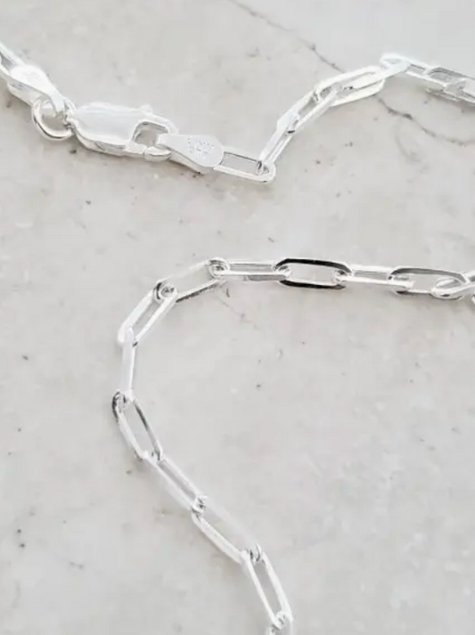 Sterling Silver Paper Clip Chain 18" Necklace