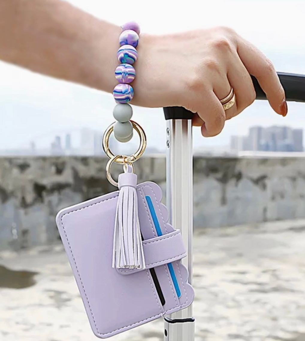 Wallet Wristlet Silicone Bead Tassel Keychains