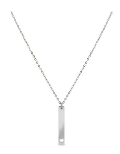 Heart Cutout Vertical Bar Necklace - Stainless Steel / SBB0160