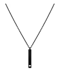 Heart Cutout Vertical Stainless Steel Bar Necklace - Black / SBB0160