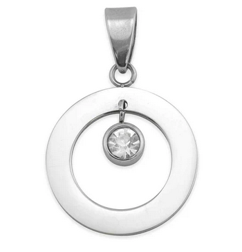 CZ Stainless Steel Circle Pendant / SBB0054