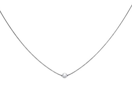 Cape Cod Jewelry by Lestage - Sterling Silver CC Necklace with one Bead 18 Inches - SN5405-18