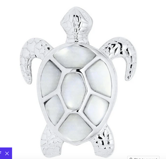 Evening Tide - SS Sea Turtle Pendant 18" Necklace - ENP5983-MOP