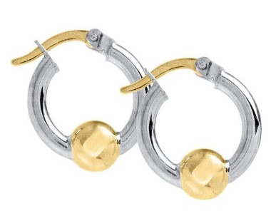 Cape Cod Jewelry by Lestage - CC SS/YG 15MM Bead Hoop Earrings - ZE5414