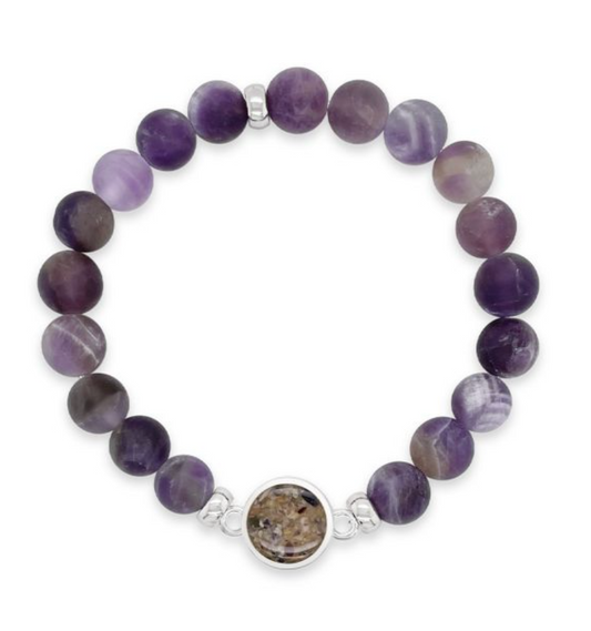 Dune - Round Beaded Bracelet - Frosted Amethyst- Plymouth Long Beach - Med