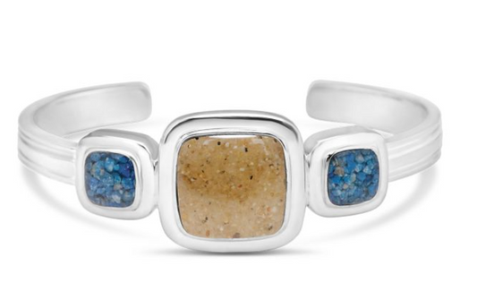 Dune - Cushion Cut Nautical Cuff Bracelet - Ply Lng Bch & Turquoise