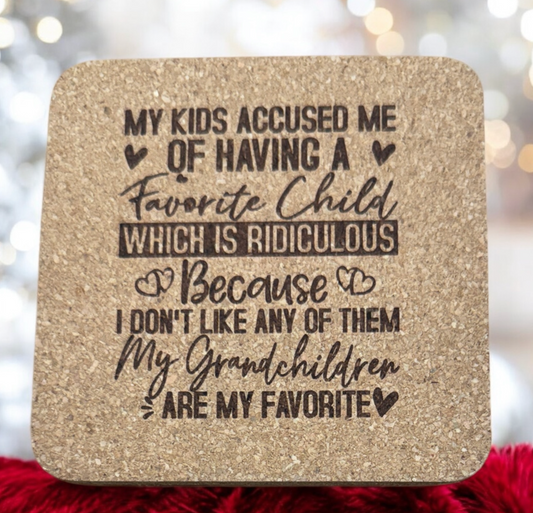 Favorite Child and Grandkids Cork Coaster