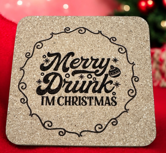 Sips & Giggle - Holiday Christmas Cork Coaster