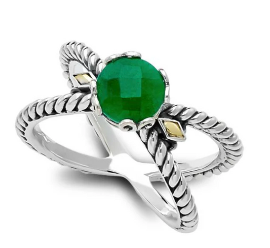 SBJ - Glow "X" Ring- Emerald (original) SIze 8
