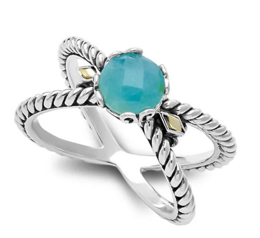 SBJ -Glow "X" Ring- Aquamarine (original) Size 8