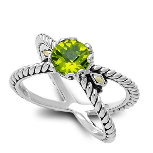 SBJ - Glow "X" Ring- Peridot (original) Size 8
