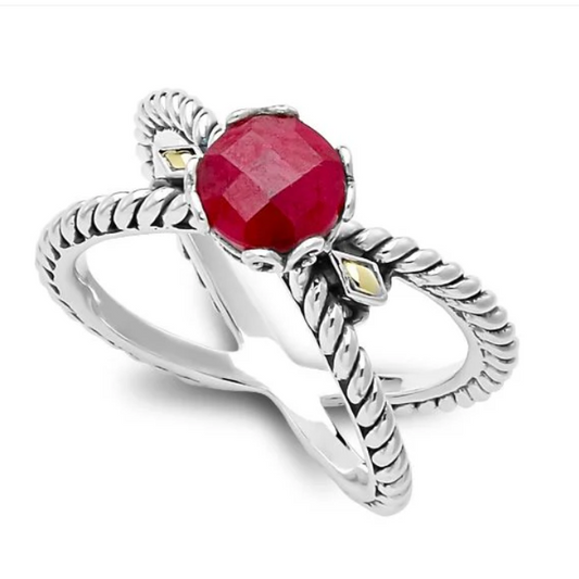 SBJ - Glow "X" Ring- Ruby (original) Size 7