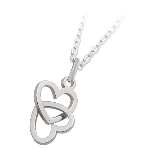 NECKLACE-SILVER LINKED HEARTS - TJNCK45