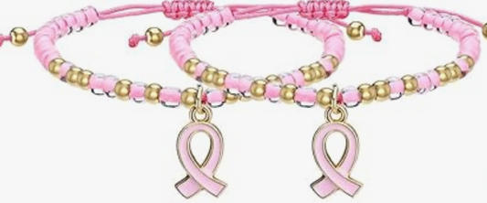 Breast Cancer Awareness Beaded Bracelet Gold