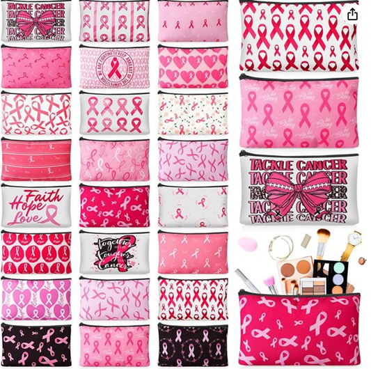 Breast Cancer Awareness Cosmetic Zip Bags