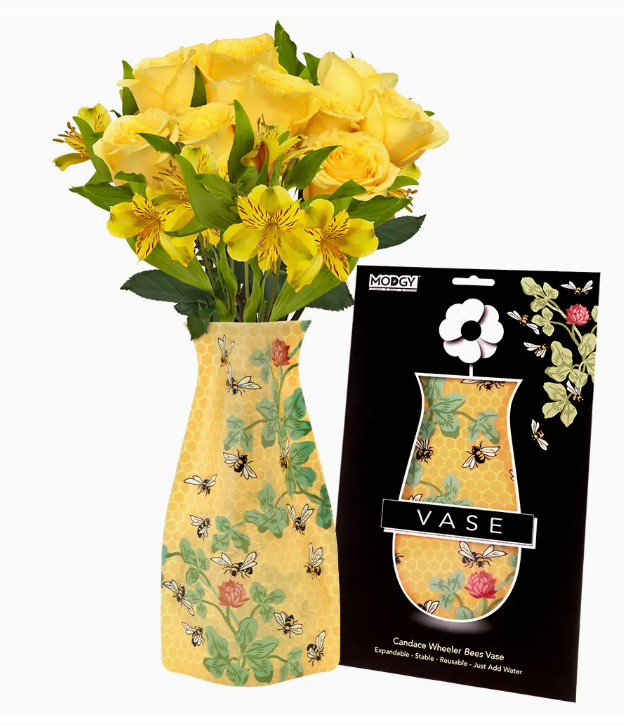 Expandable Vase - Candace Wheeler Bees w Honeycomb