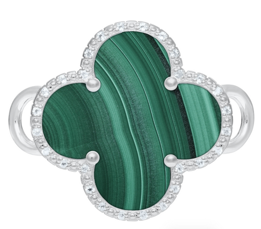 Conv Coll - SS MALACHITE-TPZ CLOVER CLASP - SB6005-MAL *