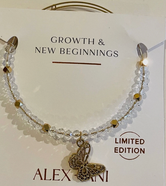 Alex & Ani Filigree Butterfly & Crystal Beaded Charm Bracelet