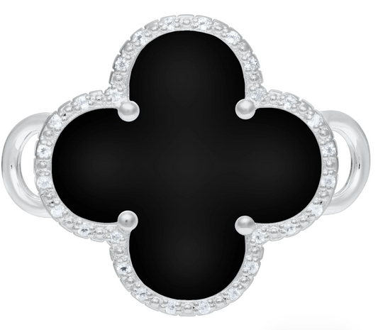 Cape Cod Convertible Collection - SS ONYX-WHT TPZ CLOVER CLASP - SB6005-ONY