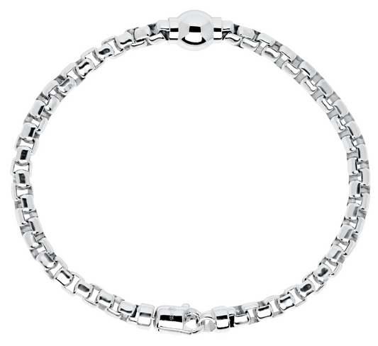 Cape Cod Bracelet -SS CC BOX CHAIN-1 BEAD BRACLET - SB8010P *