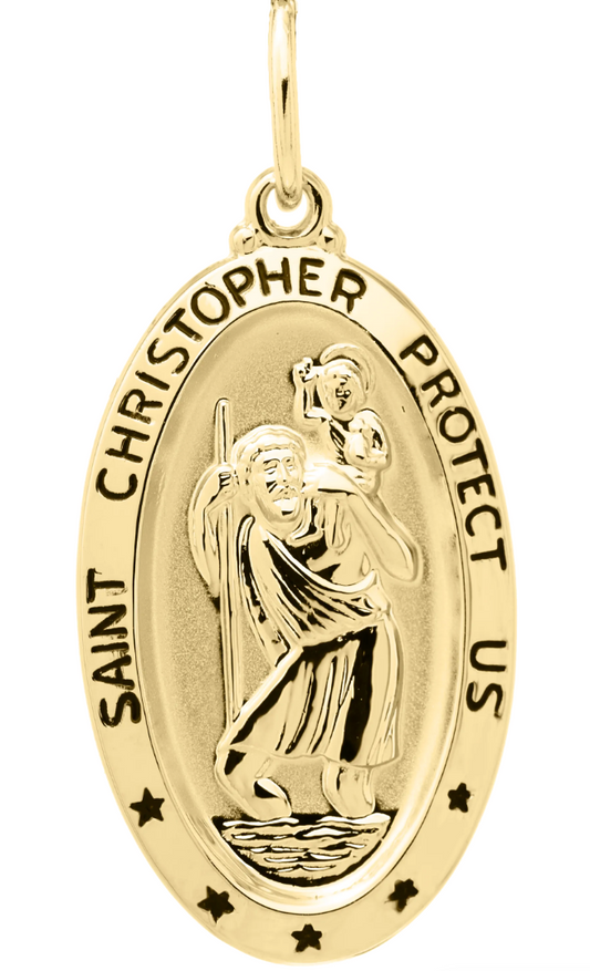 Lestage - ADULT 14K GOLD FILLED  ST. CHRIS. MEDAL - SL122