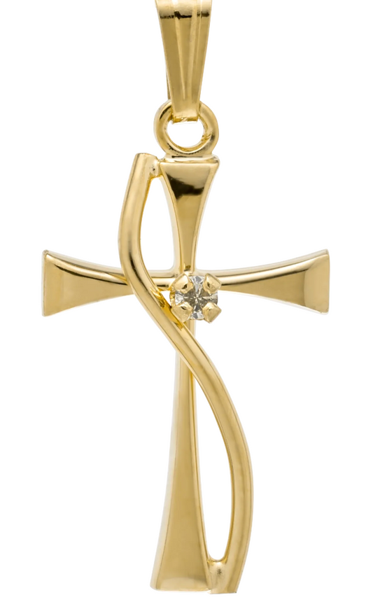 Lestage - ADULT 14K GF CROSS W-DIAMOND - C1001-A