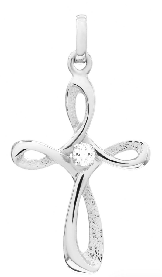 Lestage - ADULT SS CZ RIBBON CROSS - C1011