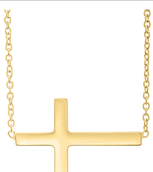 Lestage - ADULT 14K GF 1" SIDEWAY CROSS - C1090-A