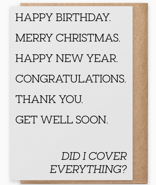 Cover Everything - Greeting Card