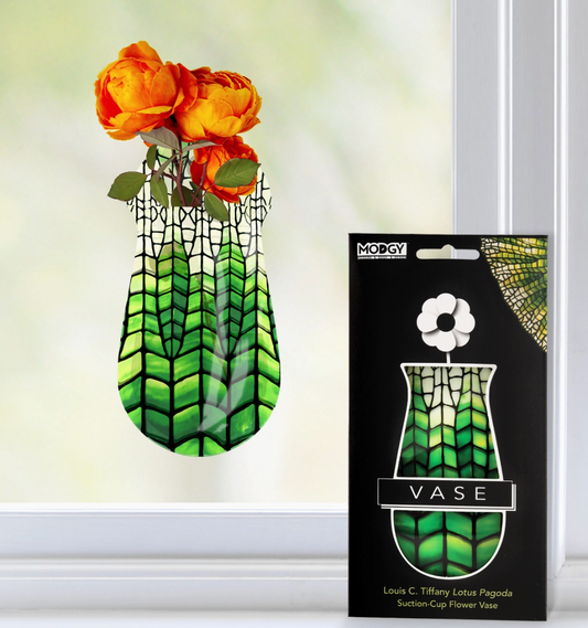 Suction Cup Vase - Louis C. Tiffany Green Lotus Pagoda