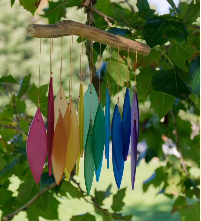 Cohasset - Rainbow Leaf Tumbled Glass Wind Chine - 874R