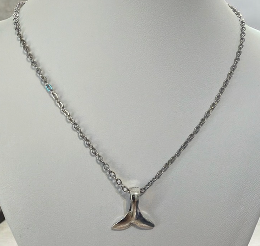 Latitudes Whale Tail Necklace | Coastal Silver Necklace