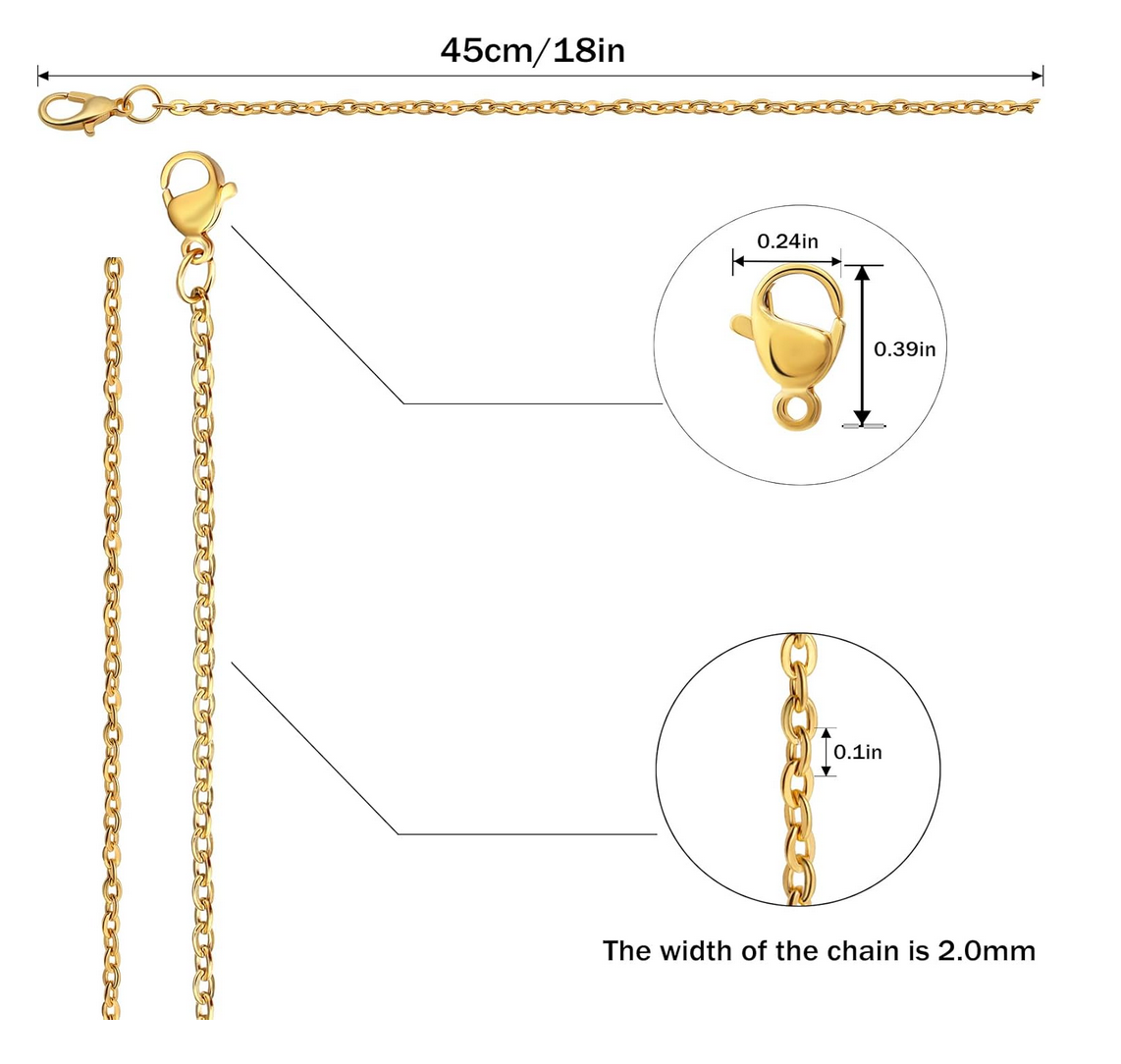 Gold Stainless Steel Necklace – 18" | 2mm Chain