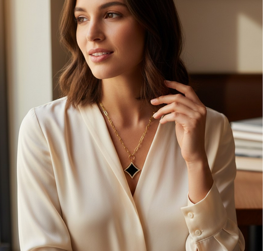Diamond Pave Pendant Paperclip Necklace