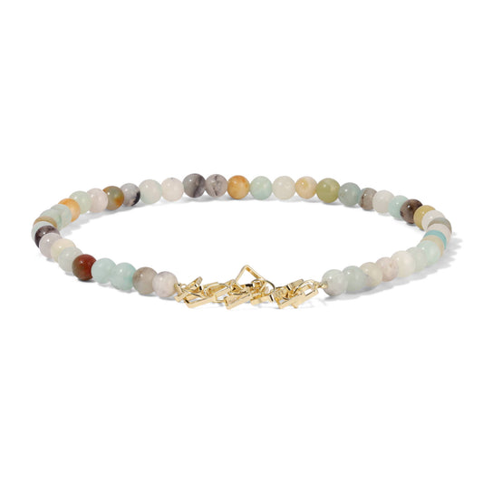 Ankle Bracelet | Amazonite Mini Beaded Gemstones with Silver