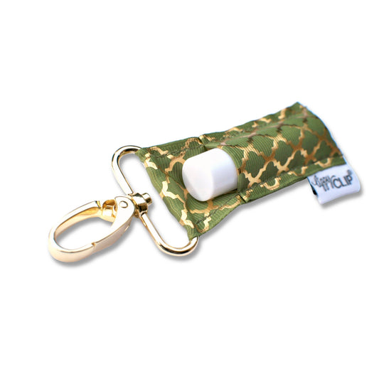 Gold Quatrefoil on Olive LippyClip®