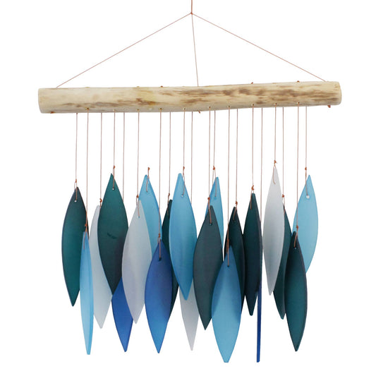 Cohassett - Blue Leaf Tumbled Glass Wind Chime